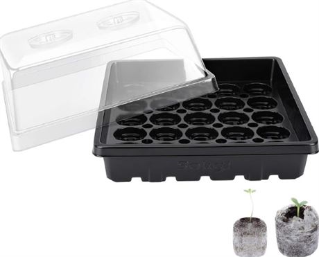 4 Set Strong Seed Starter Tray with 4" Humidity Dome and Pellet Holder