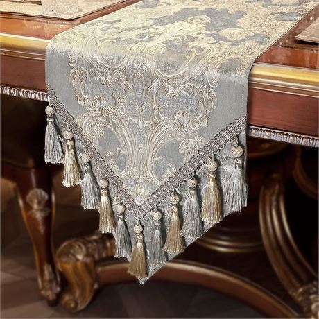 Loom and Mill Luxury Elegant Jacquard Table Runner 13 x 90 Inches Long