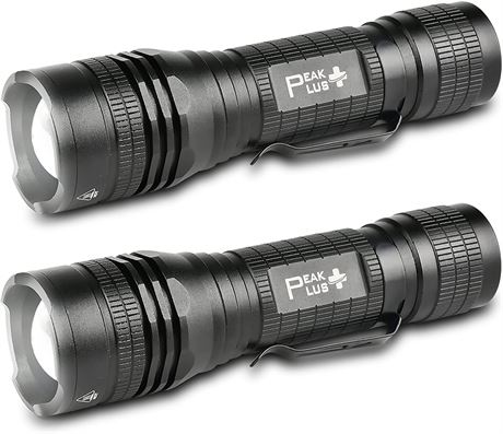 PeakPlus LED Tactical Flashlight PTAC1000 [2 Pack]