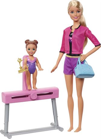 Barbie Gymnastics Coach Dolls & Playset with Blonde Coach Barbie Doll