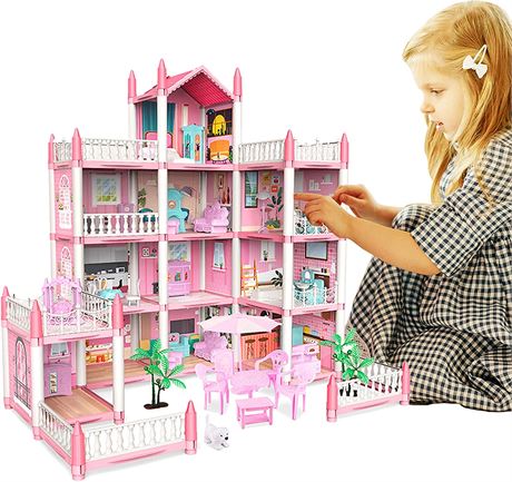 Doll House Set with 11 Rooms and Furniture Accessories