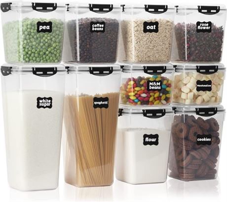 Airtight Food Storage Containers with Lids, CASA LINGO Large Pantry Organization