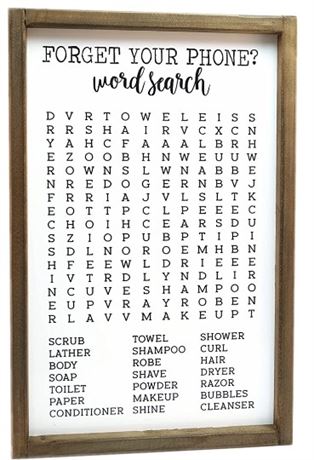 Lavender Inspired Bathroom Word Search Sign, 12x18 Inch (White)