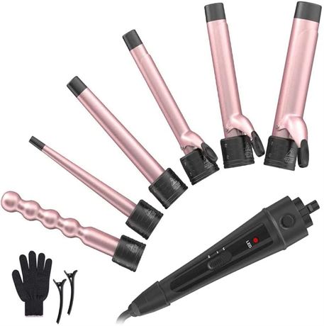 6-in-1 Curling Iron Professional Curling Wand with 6 Interchangeable Barrels