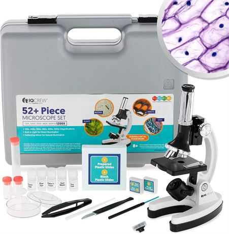 AmScope 120X-1200X 52-pcs Kids Beginner Microscope STEM Kit