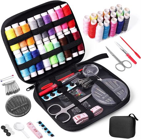 JUNING Sewing Kit with Case Portable Sewing Supplies for Home Traveler