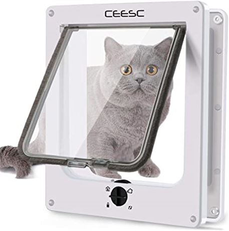 CEESE Magnetic Pet Door for Cats & Dogs, XL, White