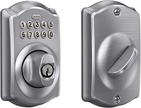 Schlage BE365 CAM 626 Camelot Keypad Deadbolt, Satin Chrome