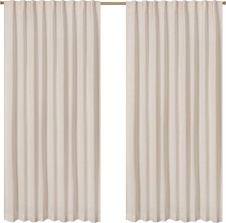 Window Panels Curtain in Cotton/Linen Fabric 50x72 Natural, Set of 2