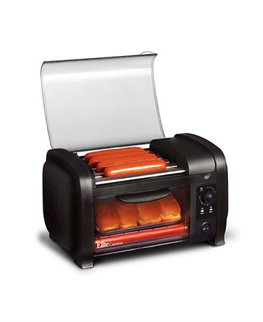 Elite Cuisine Hot Dog Roller and Toaster Oven, Black