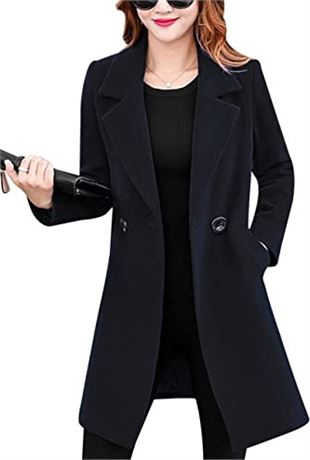 Tanming Women's Wool Pea Coat, M