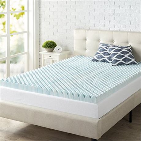 ZINUS 3 Inch Swirl Gel Cooling Memory Foam Mattress Topper, Twin