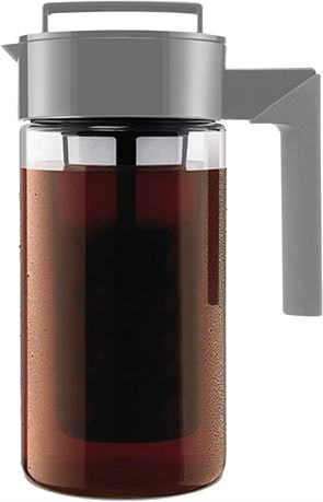 Takeya Patented Deluxe Cold Brew Coffee Maker with Grey Lid, Pitcher, 1 QT Stone