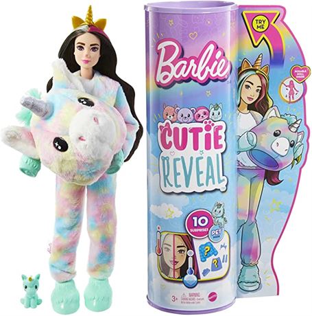 Barbie Cutie Reveal Doll, Fantasy Series Unicorn Plush Costume