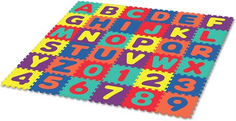 Alphabet & Numbers Rubber EVA - Tile:12X12 Inch/36 Sq.feet Coverage Foam Mat