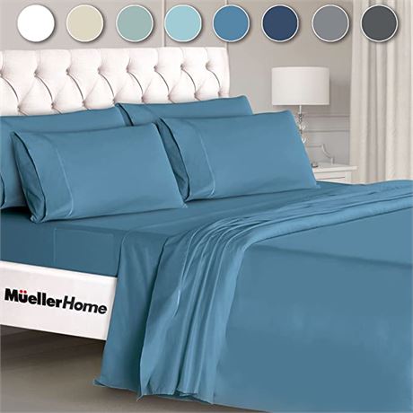 Mueller Home California King 6pc Sheet Set; Denim