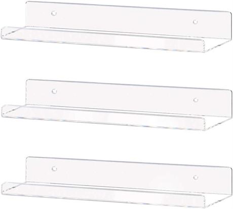 Weiai Clear Acrylic Shelf 15" Invisible Floating (15 Inch 3Pack)