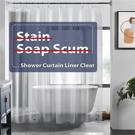 LOVTEX Clear Shower Curtain Liner with Magnets 72x74