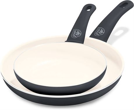 GreenLife Soft Grip Healthy Ceramic Nonstick, 7" and 10" Frying Pan/Skillet Set