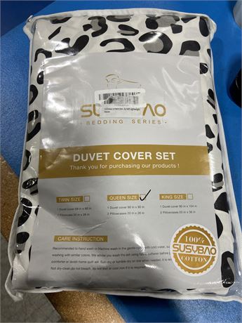 SUSYBAO 3 Piece Duvet set - Queen Size Spotted Cow