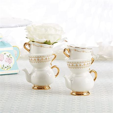 Kate Aspen Vintage Tea Party Ceramic Bud Vases (Set of 2)