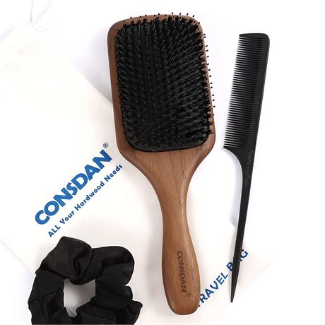 CONSDAN Boar Bristle Hair Brush