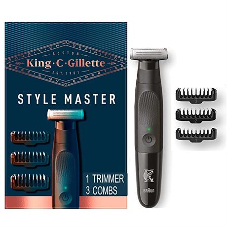 King C. Gillette Beard Trimmer for Men, 1 Trimmer and 3 Interchangeable Combs