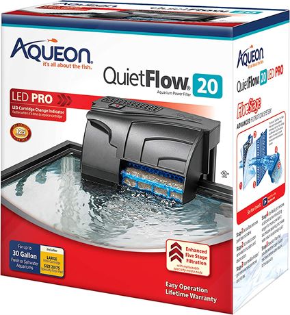 Aqueon QuietFlow 20 LED PRO Aquarium Fish Tank Power Filter