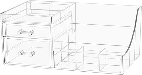 acrylic Stackable Makeup Organizer With 2 Drawers