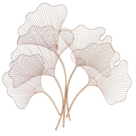 Deco 79 Metal Floral Gingko Leaf Wall Decor, 35" x 1" x 34", Copper