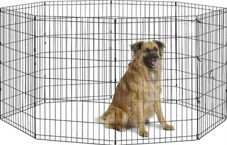 36" New World Foldable Black Metal Dog Exercise Pen No Door