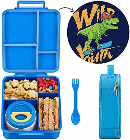 MAISON HUIS Bento Lunch Box for Kids With 8oz Soup Thermos, Blue