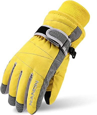 TRIWONDER Kids Ski Snow Gloves - Yellow (For 8 -10 Years Old)