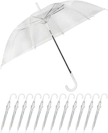 J&A Homes Clear Wedding Umbrellas 46" Large Style Stick Umbrella, Box of 12