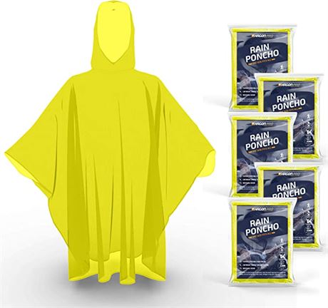 Hagon PRO Disposable Rain Ponchos for Adults (5 Pack)