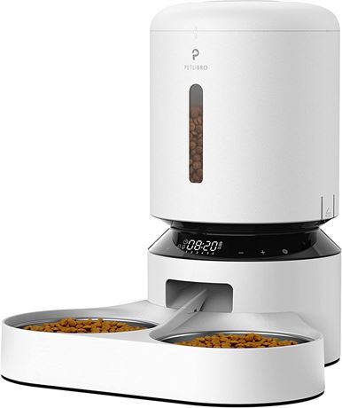 Automatic Cat Feeder for Two Cats, 5L Dry Food Dispenser w/Splitter & 2 Bowls