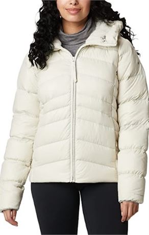 Columbia Womens Autumn Park Down Hooded Jacket, Chalk,2X