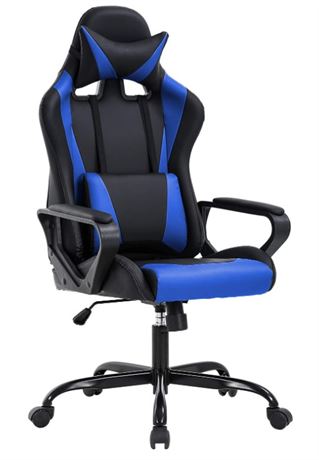 Gaming Chair for Home Office, Support for Adults, Black+Blue