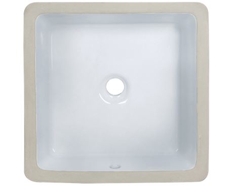 MR Direct White Porcelain Undermount Square Traditional Bathroom Sink, 16"