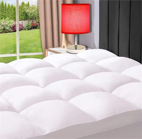 ELEMUSE King Cooling Mattress Topper, Extra Thick Mattress pad Cover