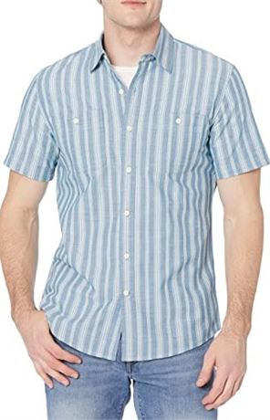 Amazon Essentials Men's Short-Sleeve Chambray Shirt, Blue, XX-Large