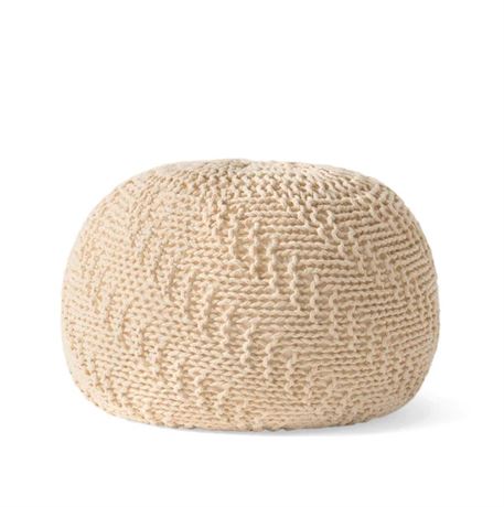 Beige Fabric Pouf