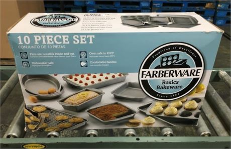 Farberware 10-Piece Nonstick Bakeware Set with Cooling Rack