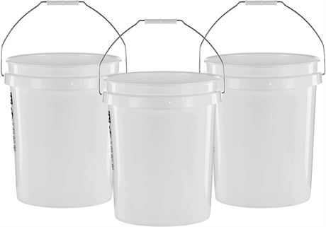 United Solutions 5 Gallon Bucket, Heavy Duty Plastic Bucket, Pack of 3