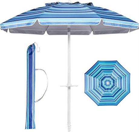 Aoxun Beach Umbrella, 7ft Umbrella with Sand Anchor & Tilt Pole