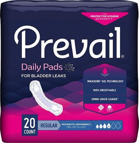 Prevail Daily Pads Bladder Control Pad 9-1/4 Inch Length, 20ct, Set of 9