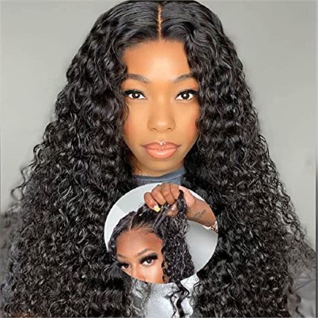 Domiso Glueless Wear and Go Wigs for Black Women, Human Hair Lace