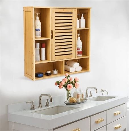 HOMBOUR Bathroom Wall Mounted Cabinet, Over the Toilet Space Saver