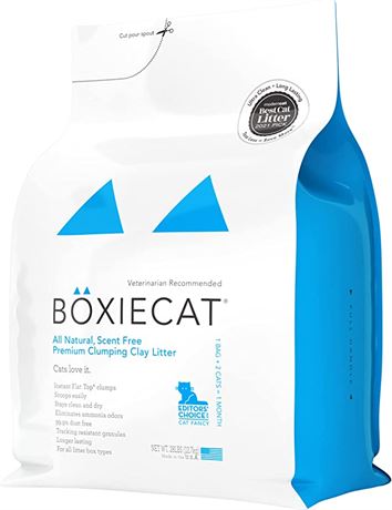 Boxiecat All Natural Scent Free Premium Clumping Clay Litter 28 Lb.