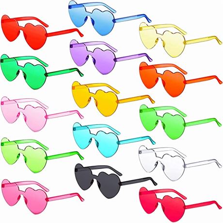 15 Pairs Heart Shape Sunglasses - Assorted Colors